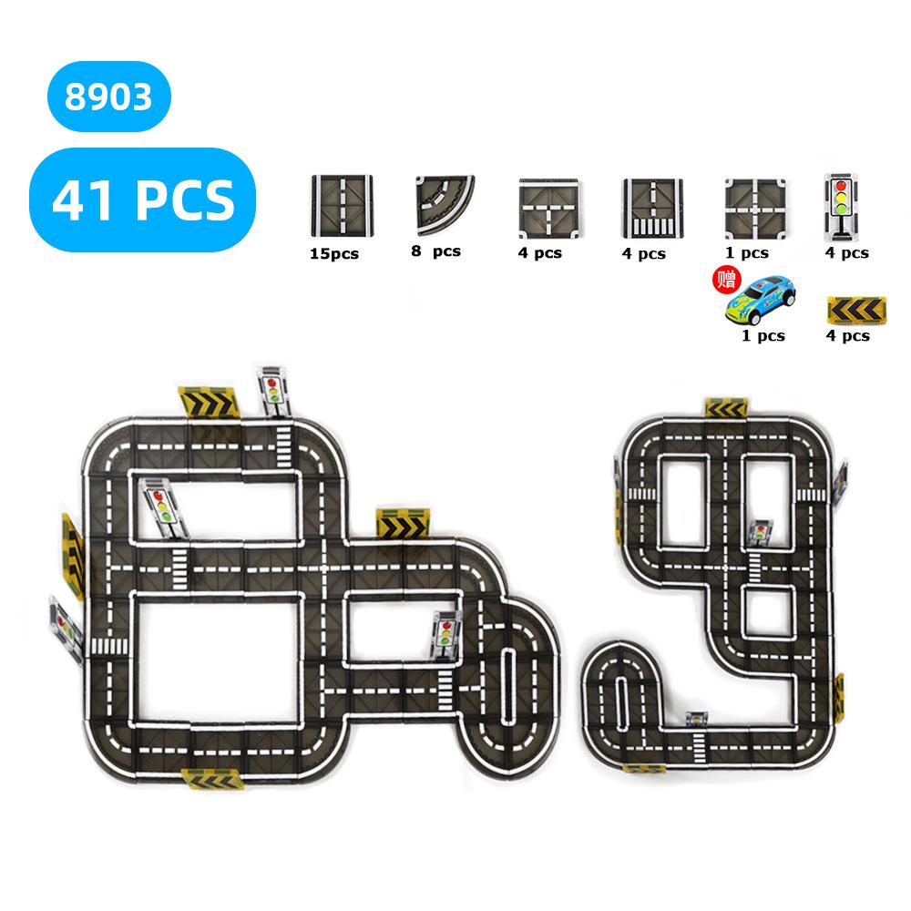 Yuelebo Magnetic Building Blocks: City Traffic & Architecture Set with Crane and Stained Glass Tiles