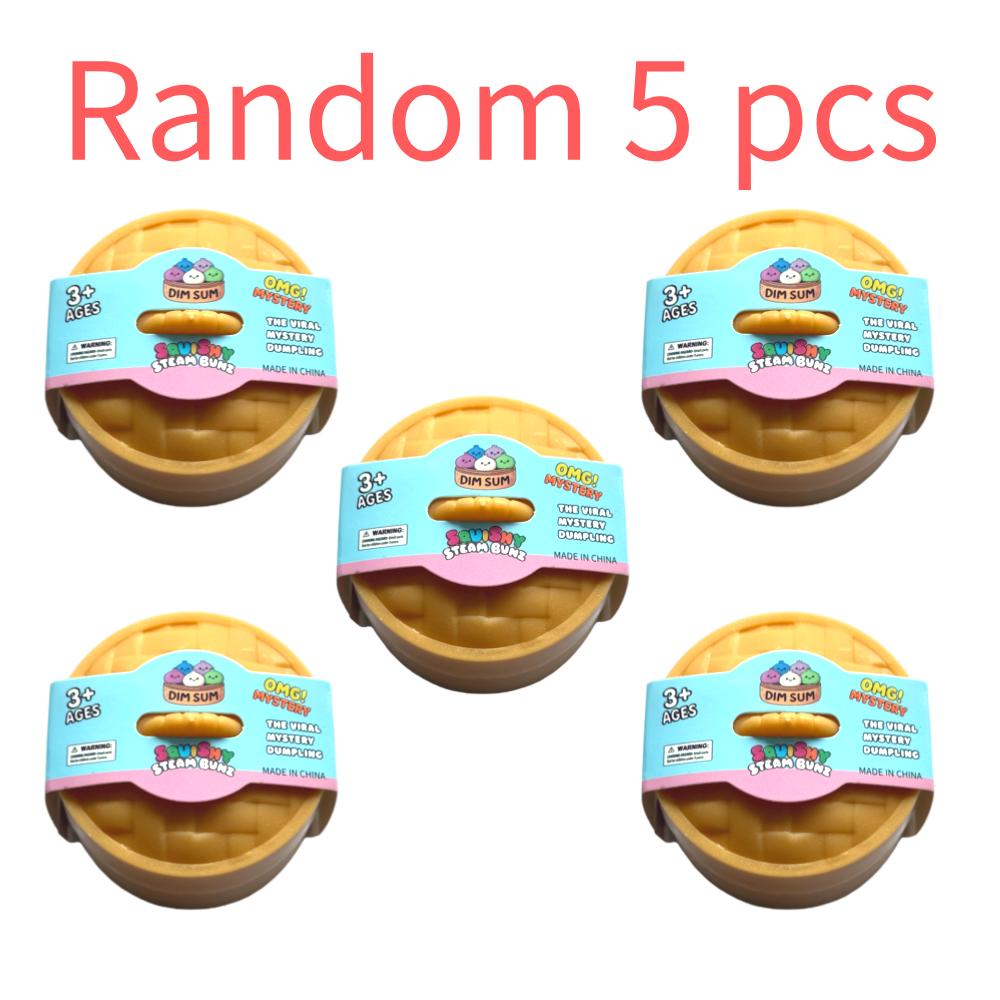 Mini Jouet à Presser Ravioli avec Panier Vapeur en Bambou, Boule de Pâte Souple en TPR, Jouet Fidget Décompression Réaliste, Cadeau Soulagement du Stress
