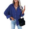 Damer Casual Manchestervårdblus Randig Damer Skjortjacka Vintage Knapp Ficka Lös Mode Blusar Toppar Plus Size