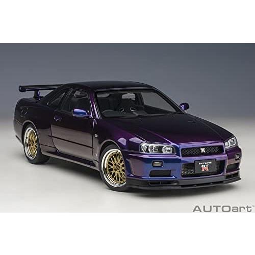 AUTOart 1/18 Scale Nissan Skyline GT-R (R34) V-Spec II BBS LM Wheel Version, Midnight Purple III, Finished Product