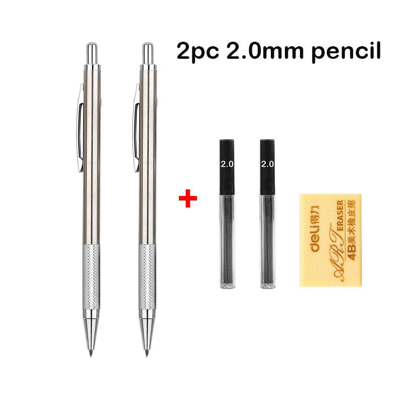 Full Metal Mechanical Pencil Set 0.3 0.5 0.7 0.9 1.3 2.0mm Art Drawing Automatic Pencil with Leads Office Kawaii School Supplies
