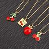 Nidin High Quality Apple/Grape/Cherry Sparkling Zircon Pendant Necklace For Women Men Fashion Cute Chain Link Jewelry Party Gift