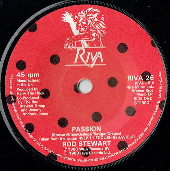 

7inch Record ROD STEWART - Passion RIVA26 Riva 1980 UK Rock Used