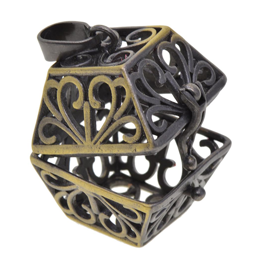 Hollow Magic Box Pendant DIY Necklace Accessories Copper Charms for Decor