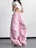 Women's Pink High-Waisted Wide-Leg Pleated Pants - Spring/Autumn 2026 Loose Fit Casual Style