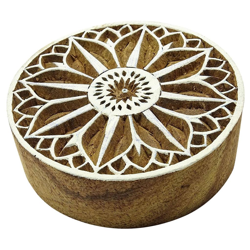 Floral Indian Scrapbook Stempel Holz Druckblock Kunst braun Briefmarken für