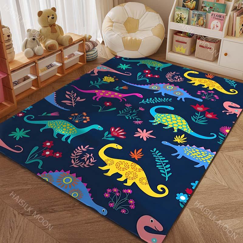 Cute Dinosaur World Cartoon Print Carpet for Living Room Bedroom Sofa Doormat Home Decor Area Rug Non-slip Floor Mat for Gifts