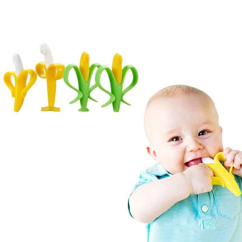 Unique Baby Silicone Teether Set With Colorful Corn And Banana Designs For Infants