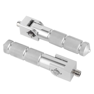 2Pcs Aluminum Pedals for Motorcycle Electric Car 8MM Universal 90 Degree Folding Support RodSilver