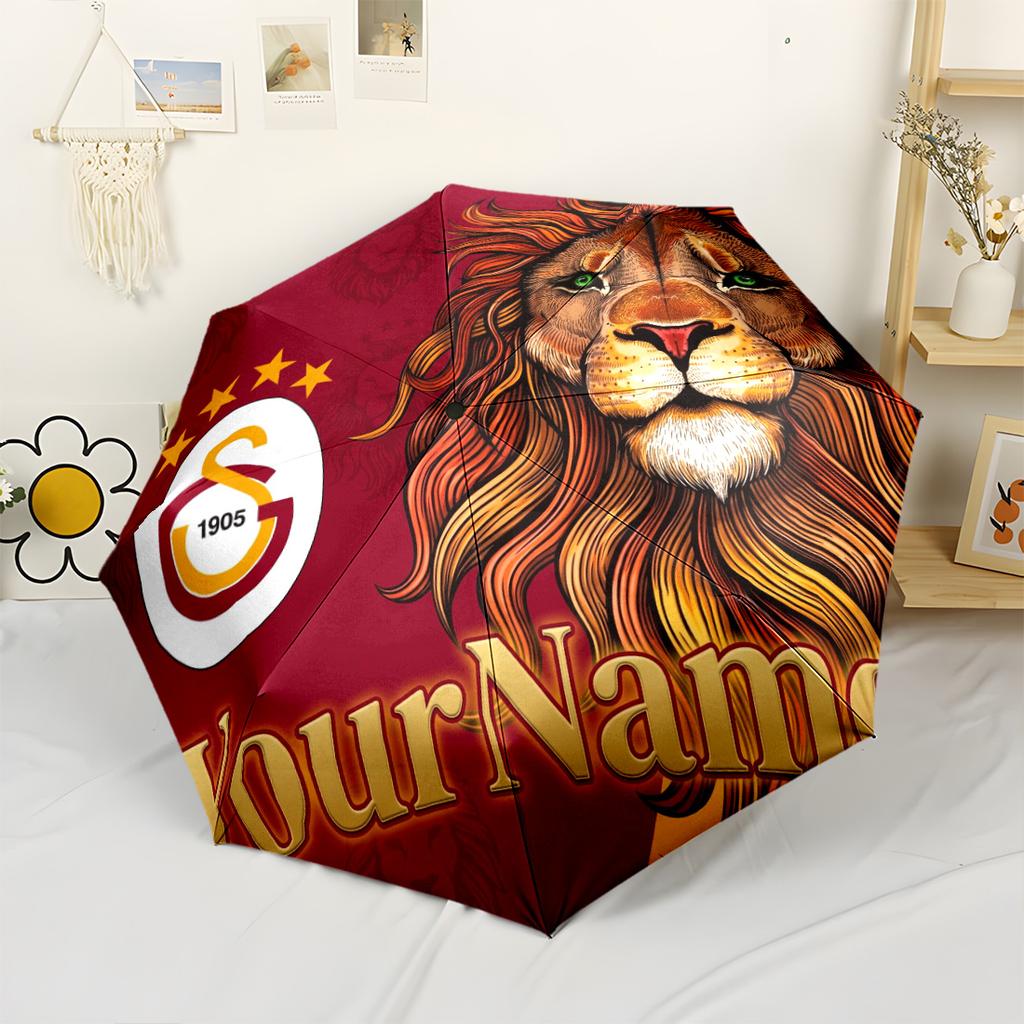 Galatasaray1 Customize Your Name Umbrella Compact Travel Automatic Umbrella Retractable Design with 8-Rib Durability Sturdy Construction