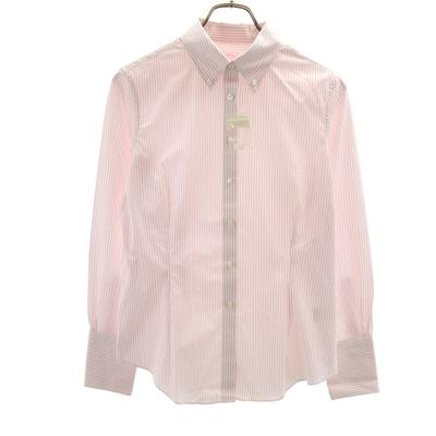 Gestreiftes Langarm-Button-Down-Hemd 6 Rosa Damen Gebraucht