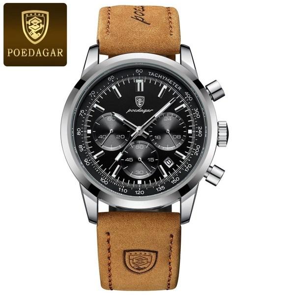 [A BORN] Men's Cowhide Band Wristwatch Men's Fashion Quartz Swiss Waterproof Watch,Korean Popular Watches