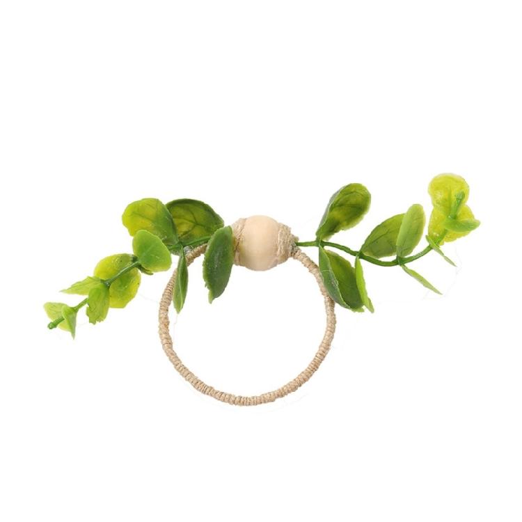 6Pcs Simple Napkin Holder Artificial Green Leaf Napkin Rings for Parties Dinner Wedding Banquets Table Decoration