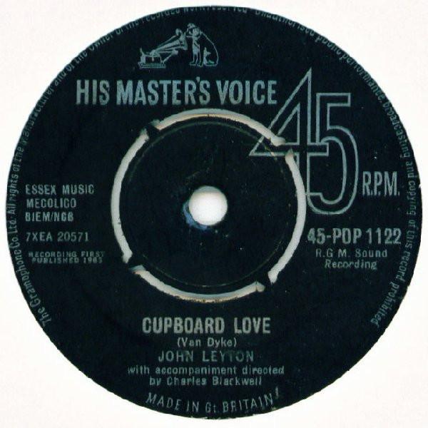 

7inch Record JOHN LEYTON - Cupboard Love 45POP1122 HIS MASTER S VO 1963 UK Rock Used