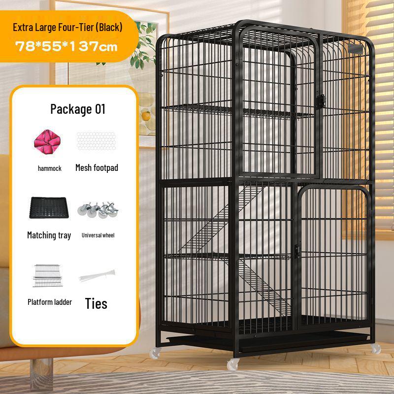 Large Double-Layer Indoor Cat Villa: Space-Saving, Portable Cage with Nest