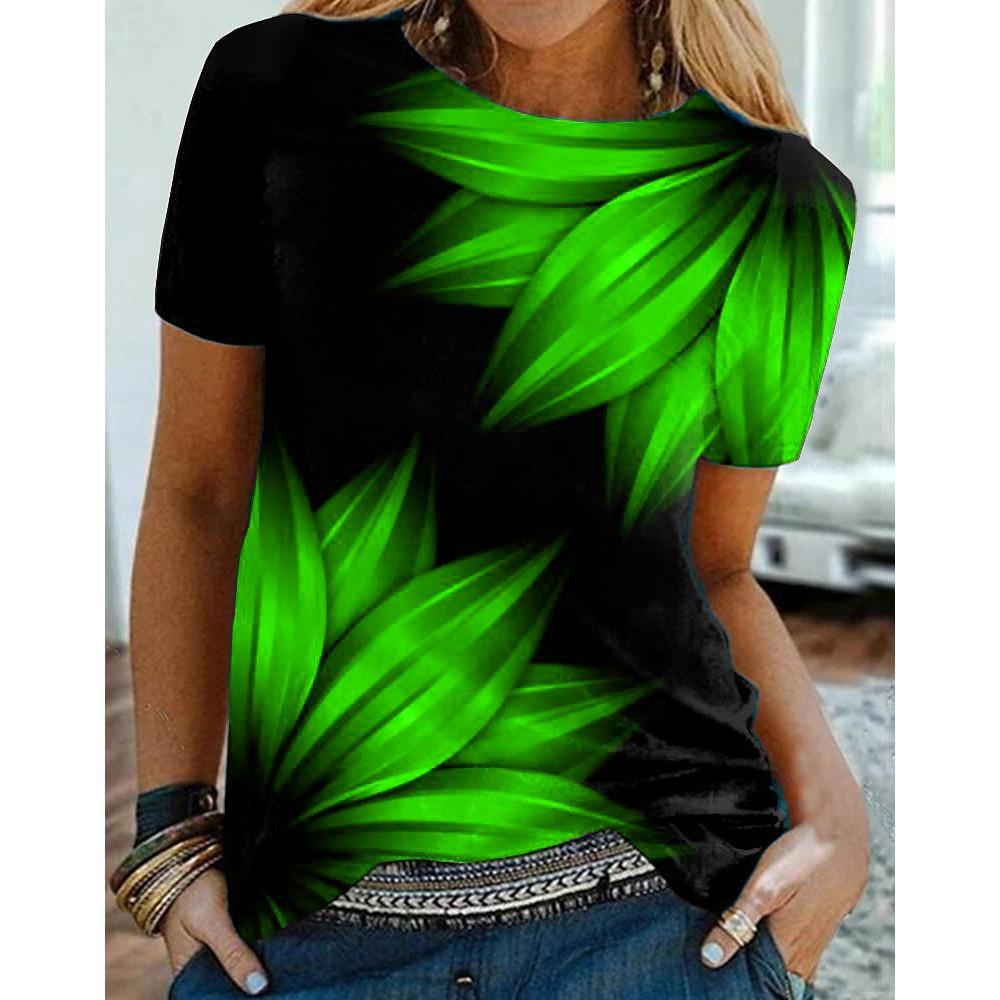 

Женская футболка с абстрактным принтом, базовая рубашка с круглым вырезом, ретро-стиль, большой свободный топ 5XL