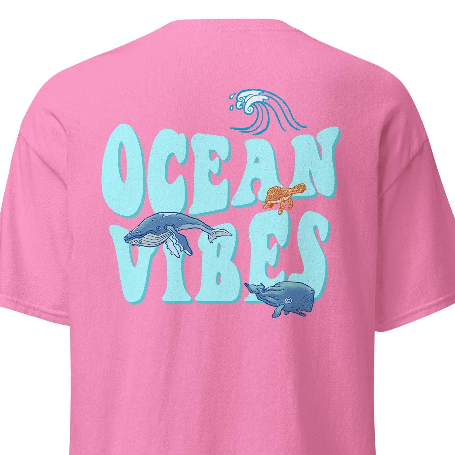 Ocean Vibes T-Shirt, Humpback Whale Design, Marine Life Tee XL