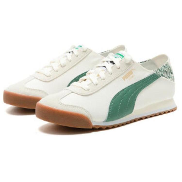 New PUMA Roma Abrasion Resistant Breathable Moisture Wicking Low Top Running Shoes Unisex White Green 398332-05