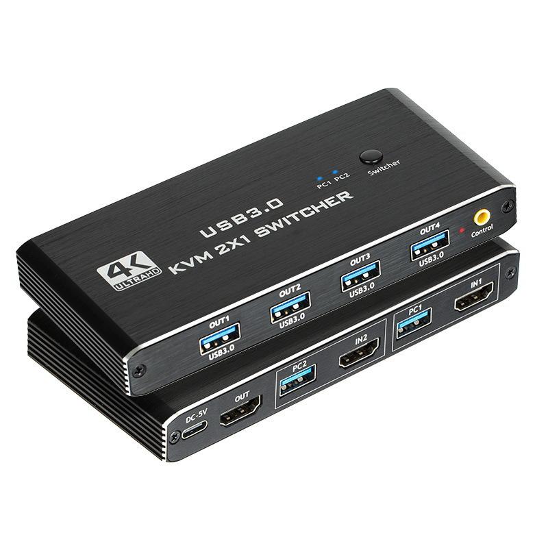 2x1 KVM HDMI Switch: Share USB Keyboard, Mouse, Display, and USB 3.0 between Two Computers in 4K 60Hz