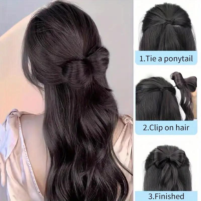 Extensie de păr cu coadă de cal pe jumătate în sus, cu gheare, cu agrafă, coc dezordonat
