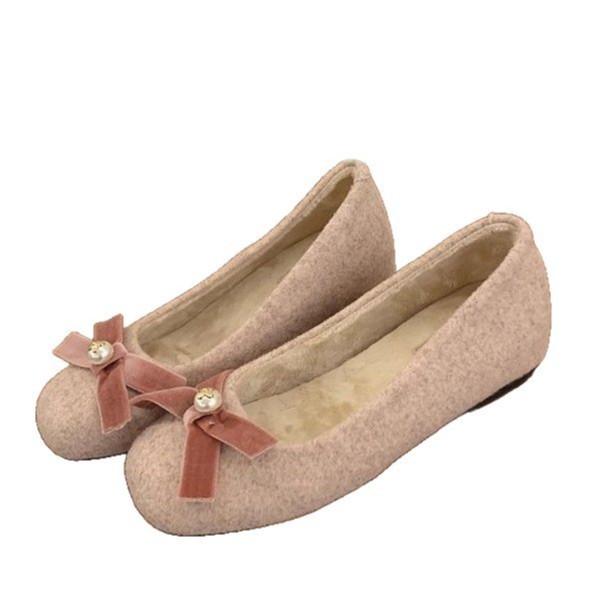 Evening wind shoes French bow inner height increase velvet single shoes fluffy shoes autumn and winter Xiaoxiangfeng women's shoes with skirts