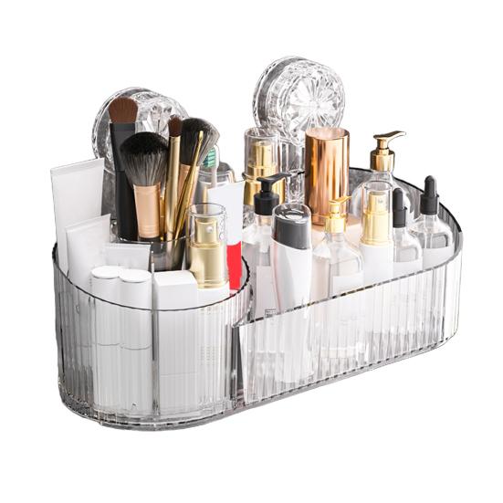 Nástěnný úložný box Organizér na štětce na make-up Velká kapacita Otočný o 360 stupňů Koupelnový úložný regál s přísavkou