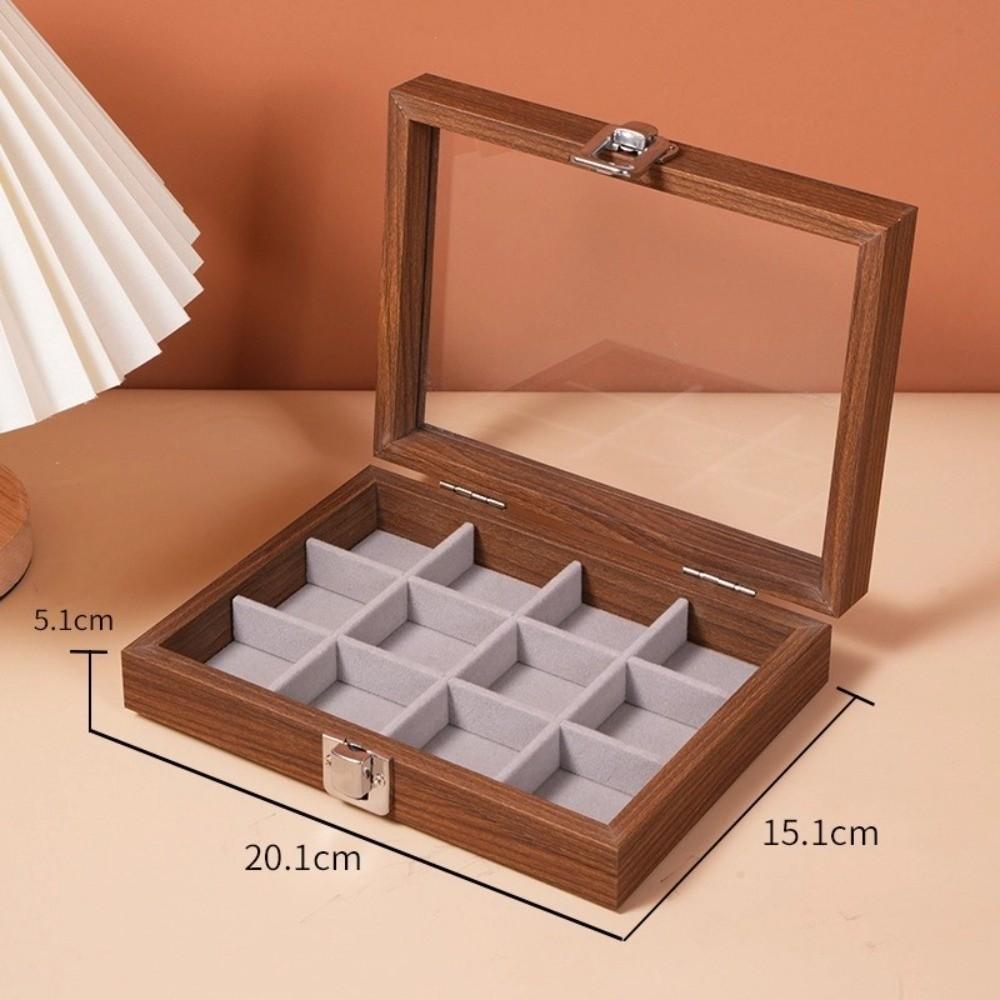 Dustproof Jewelry Box Walnut Color Jewelry Display Box Vintage Ring Necklace Storage Box  Bracelets