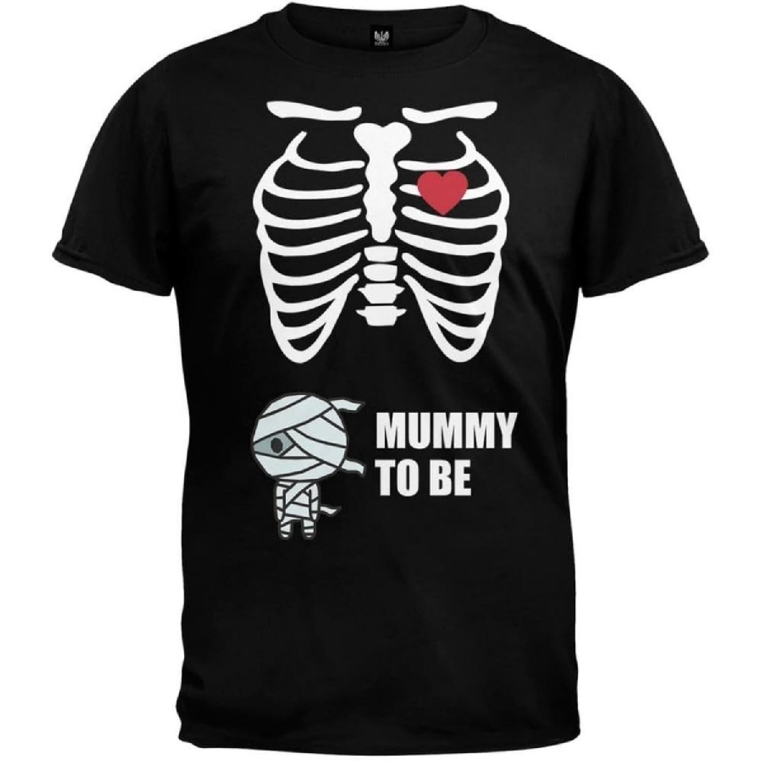 Mummy To Be Pregnant Skeleton Halloween Costume T-Shirt S