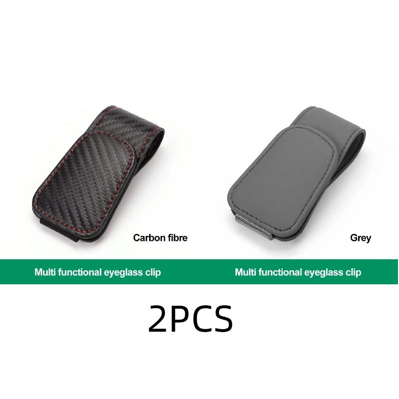 Visera Solar Universal para Coche Clip Colgador de Gafas Cuero PU Magnético Soporte para Gafas Almacenamiento Multifunción Accesorios Interiores para Automóvil