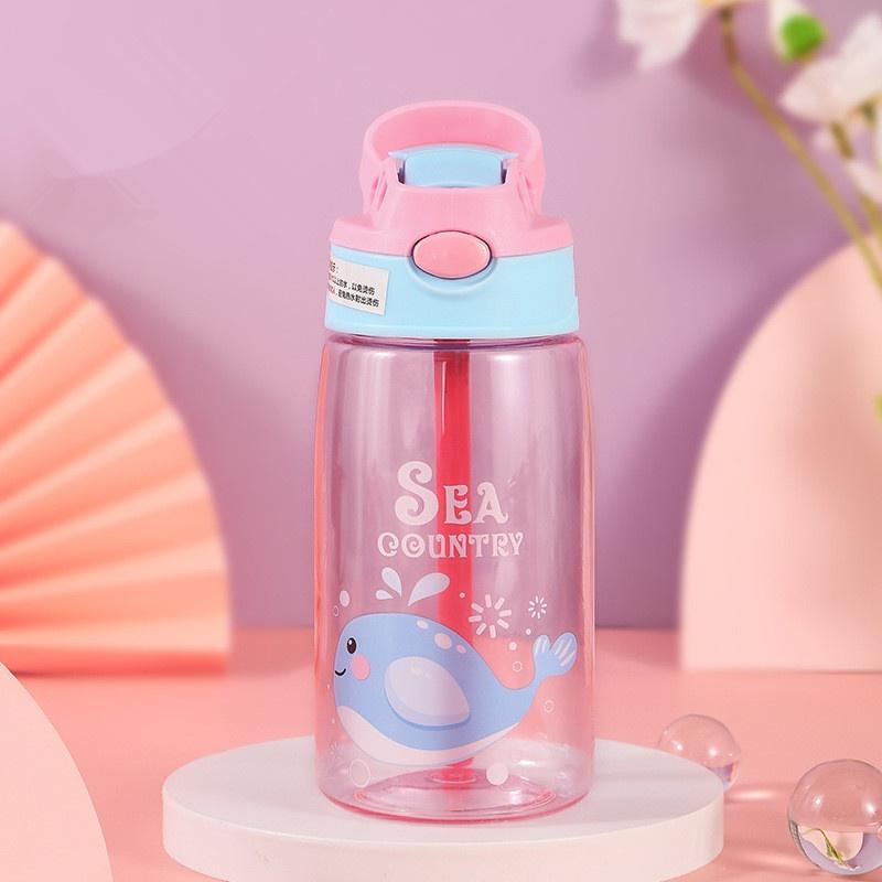 480Ml Kids Water Sippy Cup Cartoon Baby Feeding Cup With Straws Leakproof Water Bottle Outdoor Portable Duckbill Straw Cups