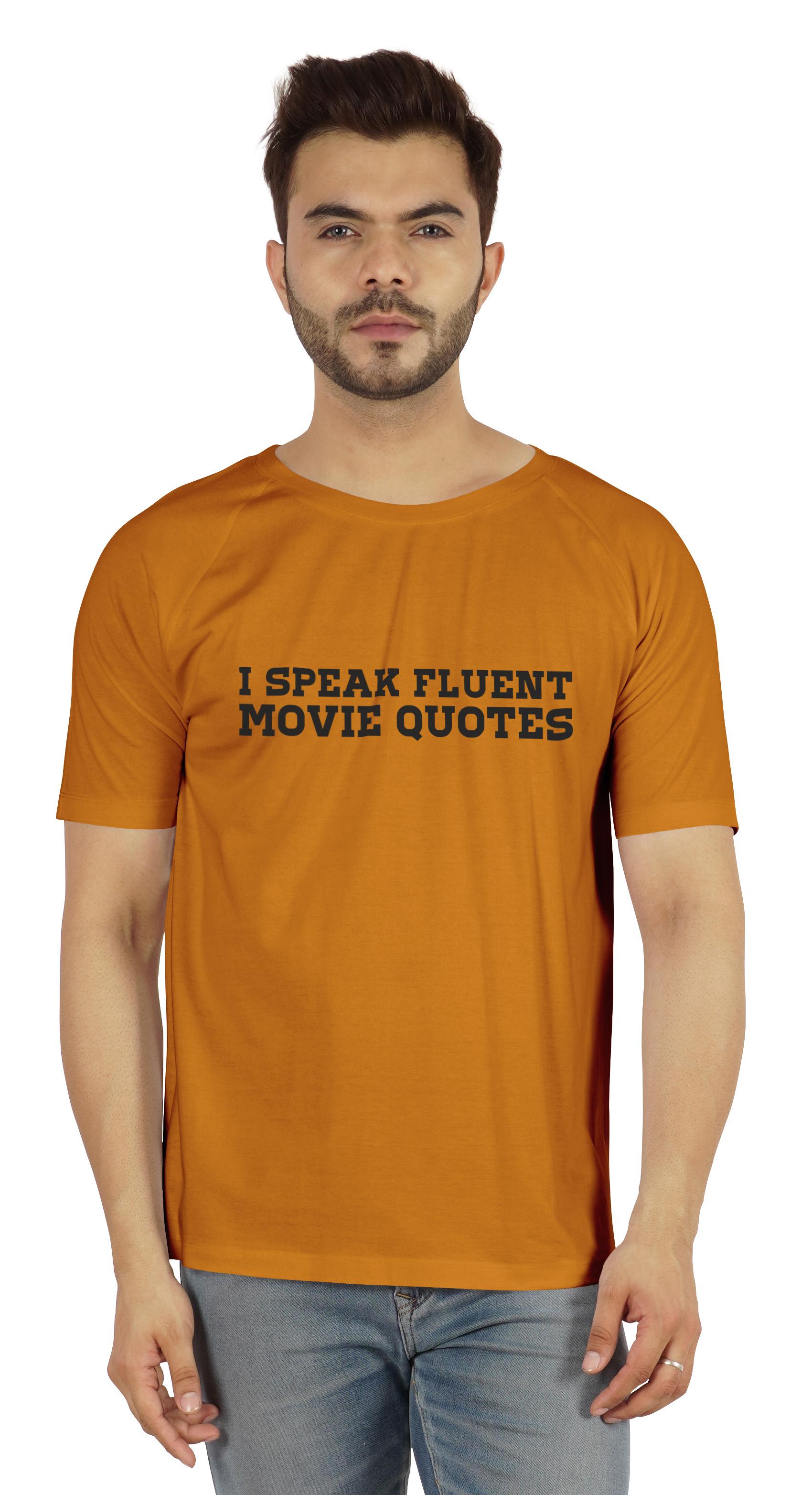 

Inkmeso Чоловіча футболка «I Speak Fluent Movie Quotes» Футболка з графічним малюнком для кінофанів Футболка з бавовняного трикотажу XX-Large помаранчевий