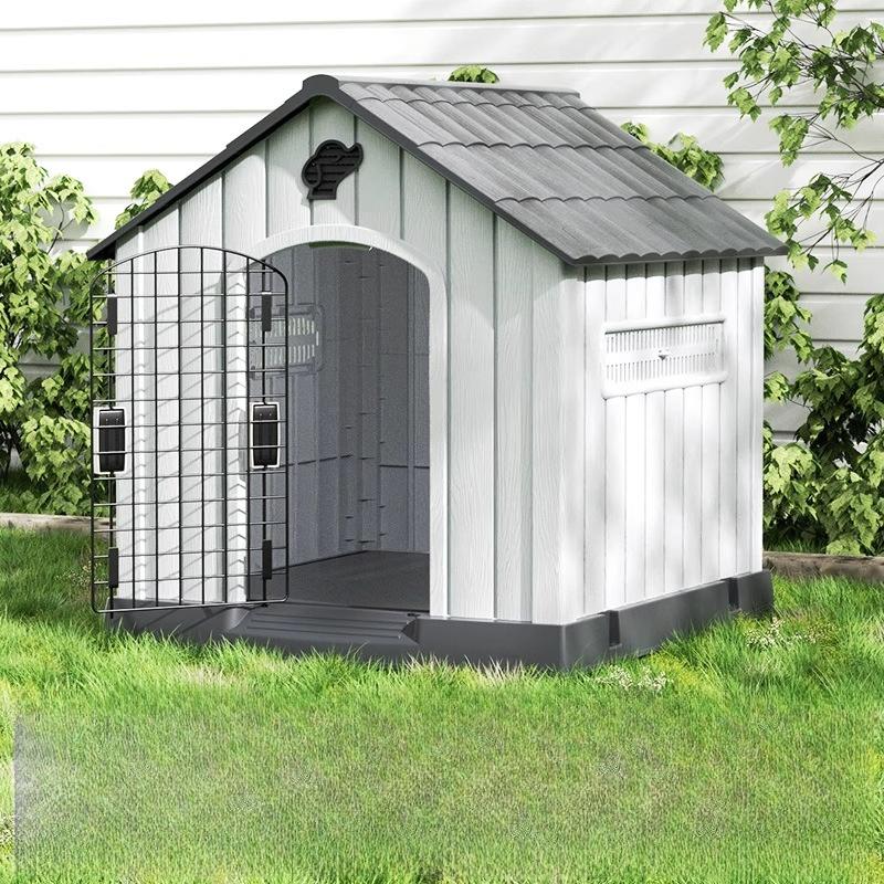 

All Seasons PP Pet Dog House Waterproof Windproof Rainproof Warm Outdoor Villa Durable Shelter Cozy Nest For Medium Sized Dogs серый