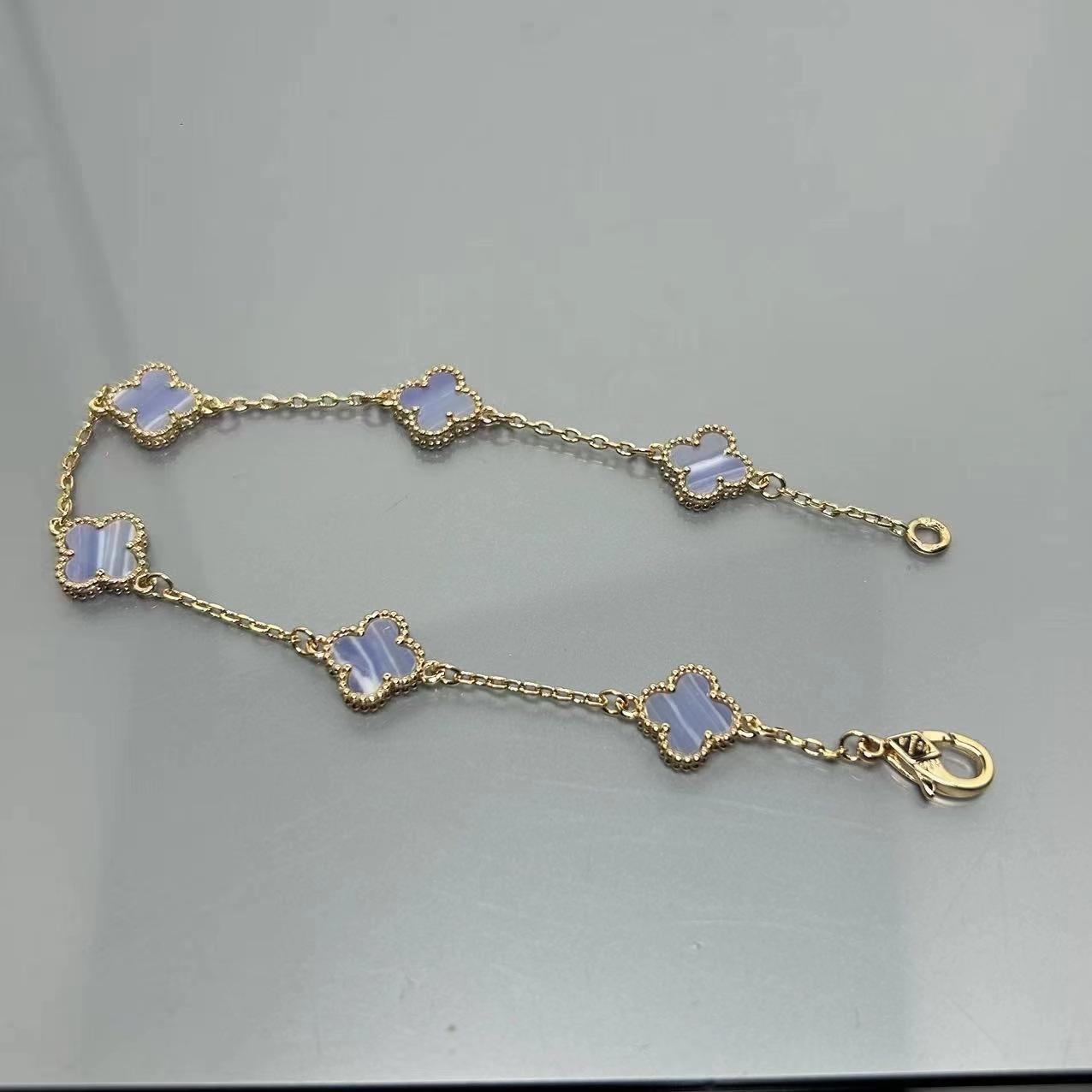 

Високоякісний міні-браслет з чотирилисником з червоного агату з шістьма квітами, жіночий, для знаменитостей, високого класу