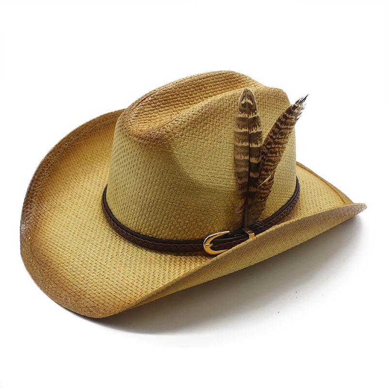 Three - Point Grass Hand - Woven Western Cowboy Hat for Men and Women, Seaside Vacation Sunshade