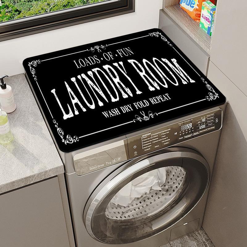 Retro Drum Washing Machine Non-Slip Dust & Water-Resistant Crystal Velvet Cover Pad