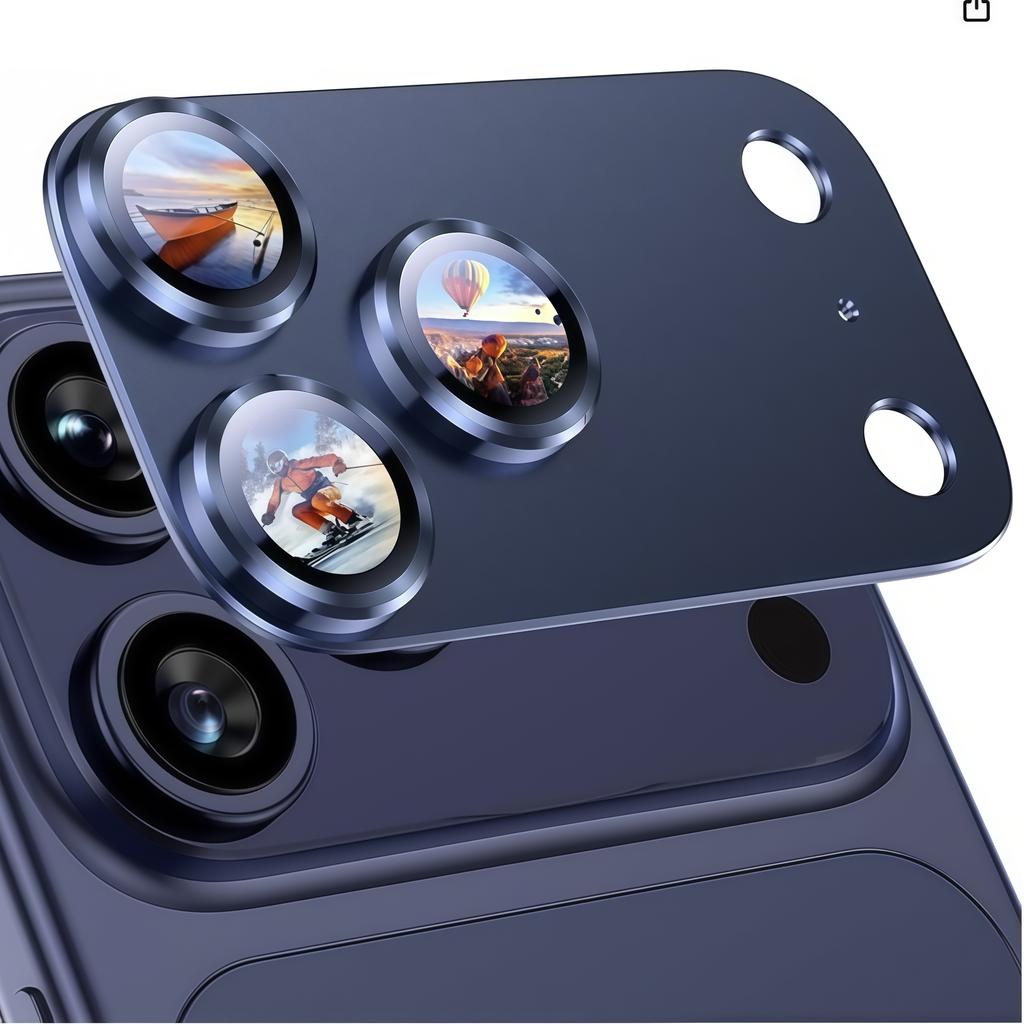 New For iPhone 16 Pro 15 14 Change 17 Pro Max Armor Camera Lens Protector Metal Case Ring Back Lens Tempered Glass Cover Cap