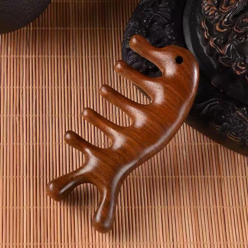Multi Functional Four in One Massage Comb Head Scraping Meridian Dredging Sandalwood Comb