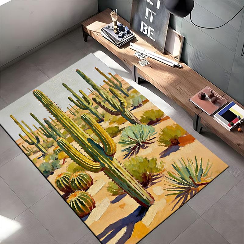 Desert Cactus Landscape Carpet suitable as a non-slip mat for the living room or bedroom sofa
