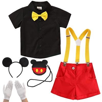 TUAHOUS Cosplay Minnie Mouse Infantil Conjunto de Fantasia de 5 Peças, Mangas Curtas, Perfeito para Passeios, Fotos e Sessões de Fotos. Fantasias do Mickey Mouse para Meninos para