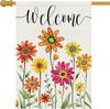 Louise Maelys Welcome Summer Fall Ower Garden Ag 28x40 Double Sided, Burlap Small Spring Sunower Daisy Yard House Outs SSL