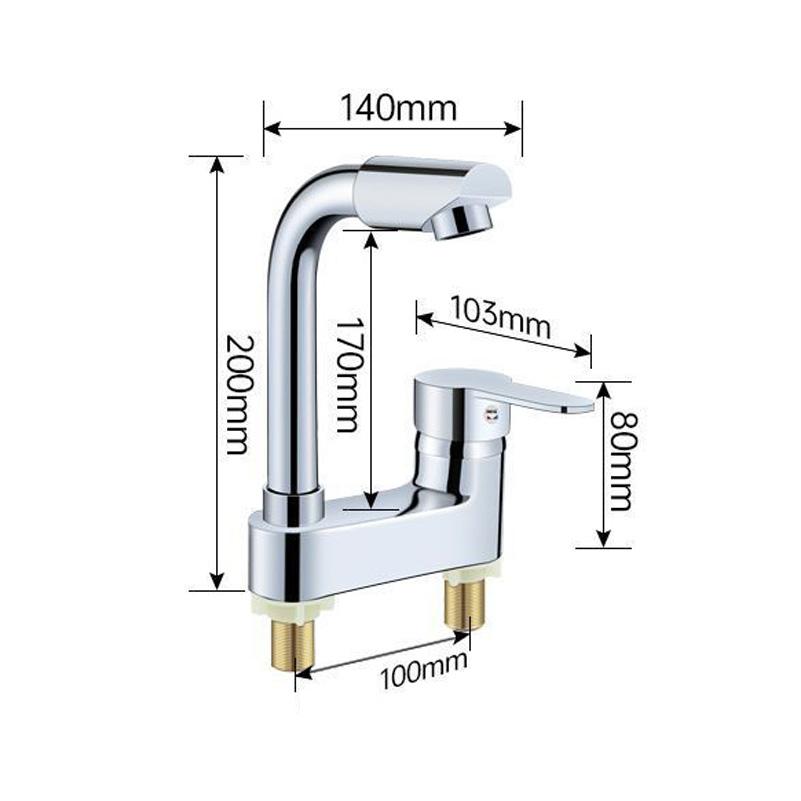 Bathroom Washbasin Faucet Double Hole 360° Rotating Sink Cold and Hot Water Tap