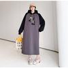 Long Sleeve Dress Women's Spring and Autumn New Small Loose and Skinny Hooded Wear Dress Large Size Knee Long Skirt