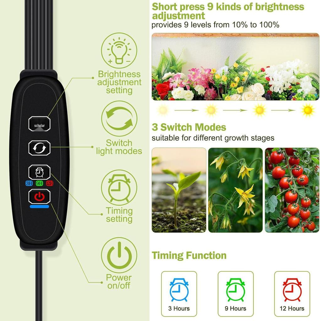 Full Spectrum LED Grow Light for Indoor Plants, Seedlings, and Aquariums