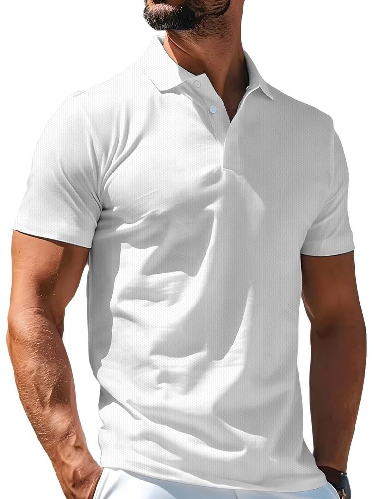 Men's Outdoor Short-Sleeve Polo Shirt with Printed Design (Not Textured), Available in Multiple Sizes. Men's Lapel Polo, Solid Color Top. Men's Slim
