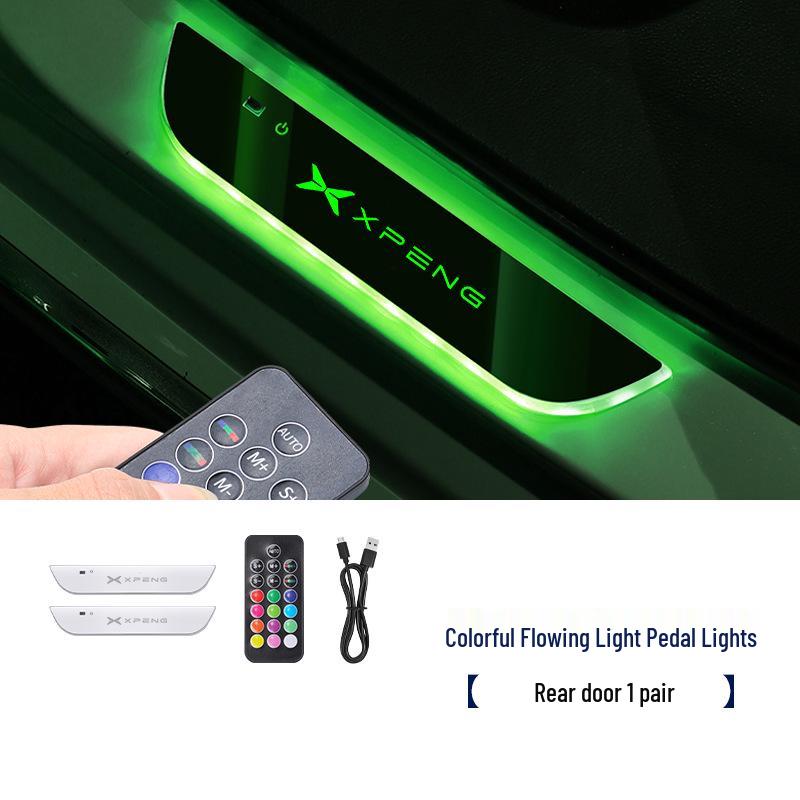 XPeng Car Luminous Door Sill Light - No Wiring Needed, Colorful LED Ambient Welcome Lights