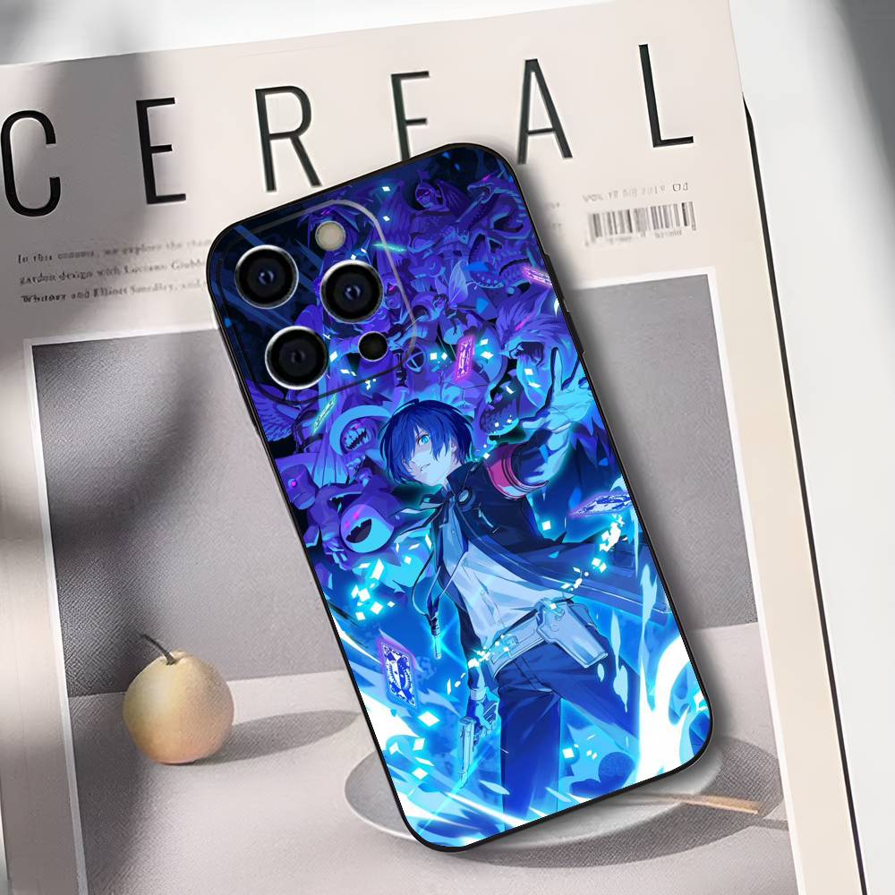 P-Persona 5 Anime Phone Case For iPhone 17,16,15,14,13,12,11 Plus,Pro Max,XS,Soft Black Cover