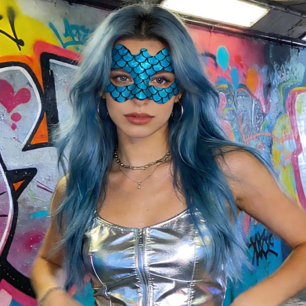 Iridescent Mask Lightweight Party Performance Prop Women Costume Mask Mystical Fish Scale Mask For Themed Parties Prom