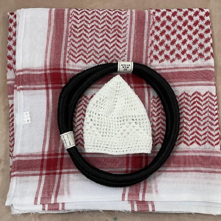 Shemagh Tradizionale Arabo Sciarpa per la Testa da Uomo Lavabile in Lavatrice Poliestere Traspirante Keffiyeh Fascia per la Testa Oggetti di Scena Tradizionali
