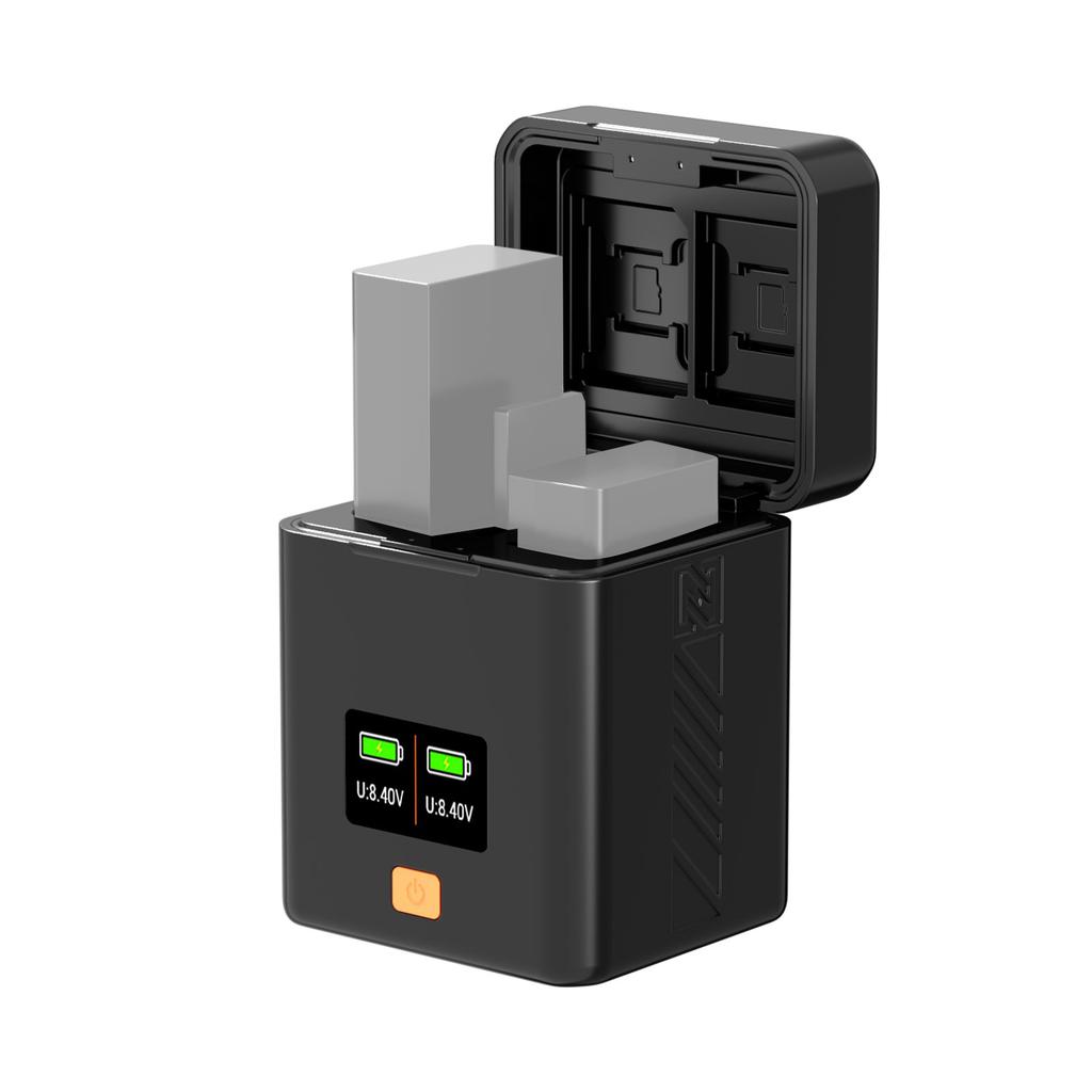 Camera Battery Charging Case for EN-EL25 EN-EL25A Batteries 2-slot Battery R with Card Slots Screen PD Fast Charging Box Compatible with Ni