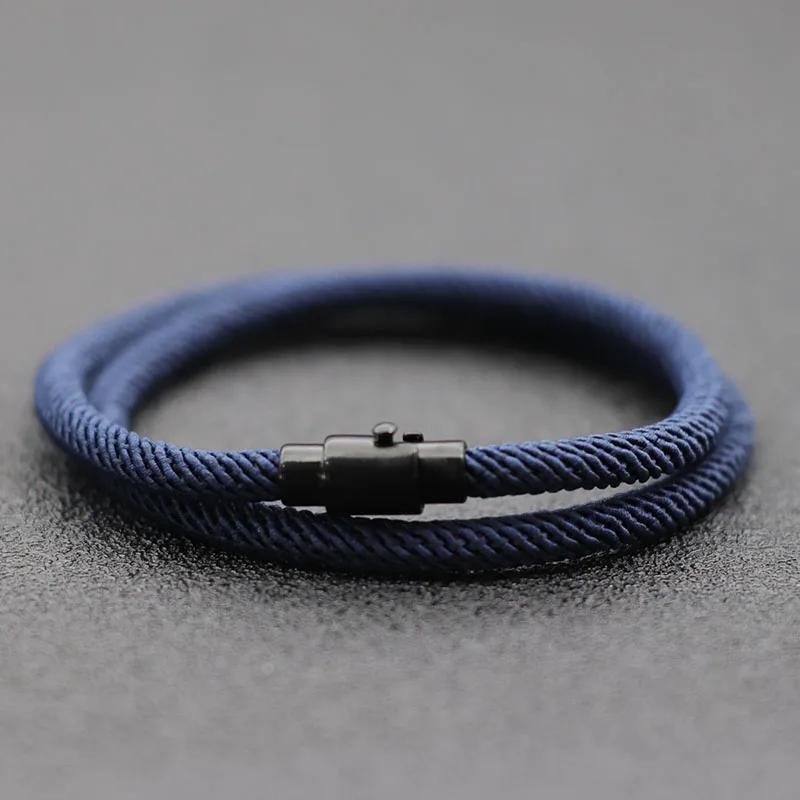Simple Style Men Rope Bracelet Double Layer Survival Braclet Homme Accessories Boyfriend Gift Magnet Buckle Pulsera Hombre Joias